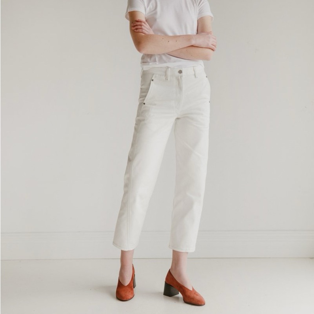 Lemaire Off-White Cropped High-Rise Jeans